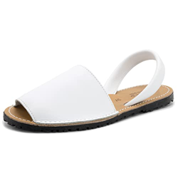 ZAPSHOP, Sandalias Menorquinas para Mujer, Piel Sintética, Cómodas, Suela Fina, Sandalias de Moda, Plantilla Suave Hecho en España, Españolas, Talla d precio