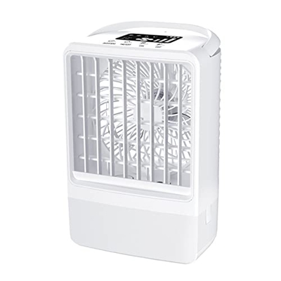 XUnion #7GHQ94 Aire acondicionado portátil USB cargable personal mini aire acondicionado con 3 velocidades con luces LED para la oficina en casa, Blan