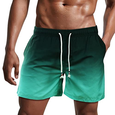 Danfiki Traje de Baño Hombre Shorts de Secado Rápido Bañador Corto para Playa Navegar Forro de Malla Color Degradado