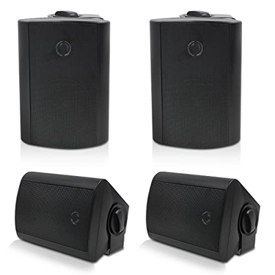 Herdio Altavoces para Exteriores de 4 Pulgadas con Graves Potentes, Altavoz de Montaje en Pared Impermeable, Durabilidad para Todo Tipo de Clima para 