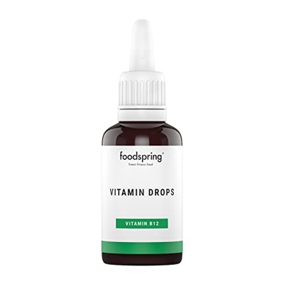 foodspring Vitamin Drops B12, 30 ml, agua + aroma natural + vitamina B12 (cobalamina), mejora tu sistema inmunológico y recarga tus reservas de energí