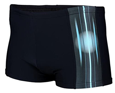 Aquarti Bañador con Rayas en los Laterales para Hombre, 13719B Negro/Azul, 4XL