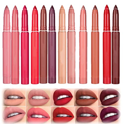 LPSHGK 12 Color HANDAIYAN Rotating Sharpenable Matte Lipstick Pencils, Matte Lipstick Set, HANDAIYAN Lipstick Matte Long Lasting Waterproof Non-Stick 