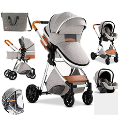 Sistema de Viaje 3 en 1 Carrito con Capazo Cochecito de Bebé 3 en 1 Silla de Paseo para Recién Nacido Cochecito de Viaje Portátil Plegable con Paisaje precio