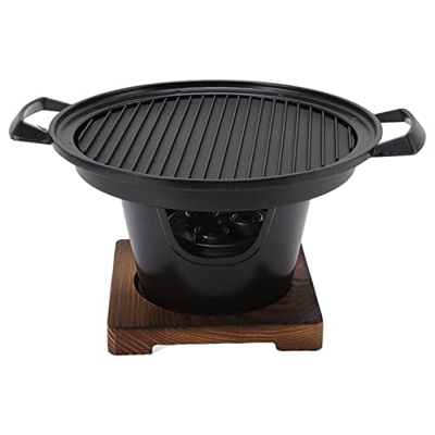 Acouto Parrilla de Barbacoa para Encimera, Pequeña Parrilla de Carbón Portátil a Prueba de Palos Parrilla de Soporte Extraíble sin Humo con Placa de M