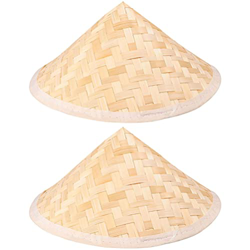 Milisten Sombrero Oriental de 2 Uds. Sombrero de Cono de Paja de Chino Tradicional Sombrero Cónico Sombrero de Pesca para Jardín Sombrero de Arroz par características