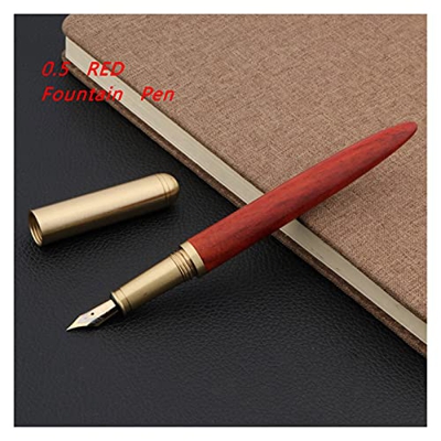 Bolígrafo Marca de calidad de lujo Cahogany Fountain Pen Brass Cobre Pluma Caligrafía Gold NIB Tinta Pen Oficina de Negocios Suministros Escolares par