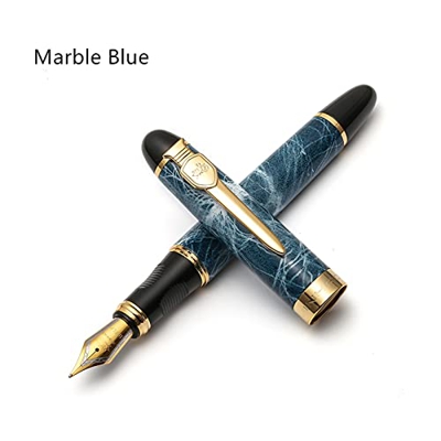 DEDONG Bolígrafo Royal Fountain Pen, Sword and Shield Clip, Lujoso Anillo de Oro Trim, Medium Nib, Oficina Signature School Caligrafy para Hombre y Mu