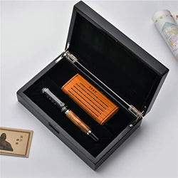 DEDONG Bolígrafo Duke Classic Confucio Natural Bamboo Metal Patrón en Relieve Bent Nib Caligrafía Fuente Pluma Iridium 1.2mm para Oficina/Regalo para  en oferta