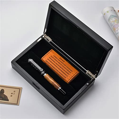 DEDONG Bolígrafo Duke Classic Confucio Natural Bamboo Metal Patrón en Relieve Bent Nib Caligrafía Fuente Pluma Iridium 1.2mm para Oficina/Regalo para 