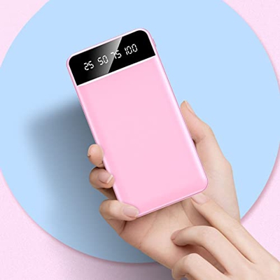 MasterUnion # 14U302 Banco de energía 10000Mah portátil de dos vías carga rápida 2 USB con pantalla digital con doble luz LED para teléfono móvil, Ros