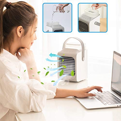 MasterUnion # O777Y9 mini aire acondicionado portátil ventiladores personales LED humidificador purificador, Gris#o777y9, M