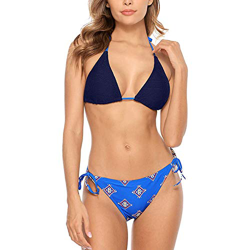 CharmLeaks Conjunto de bikini triangular para mujer, Impresión tribal, crochet negro, 38 en oferta