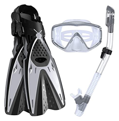 KITZIT Gafas de Buceo máscaras de Buceo Snorkel Set Seca panorámica Amplia Vista Ancha de Buceo de Buceo de Buceo de Buceo (Color : Silver Gray, Size  en oferta