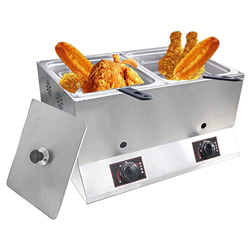 EIXUE Freidora de Gas con 2 Cestas para Freír y Tapa, Freidora Aceite para Papas Fritas, Mariscos, Freidora Comercial de Doble Tanque para Papas Frita precio