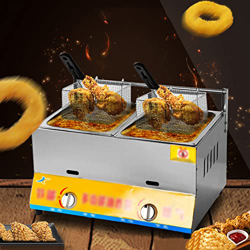 EIXUE Freidora Comercial de Doble Tanque con Cesta Freidoras de Acero Inoxidable Freidora de Encimera Restaurante Cocina Familiar de Comida (Color : L características