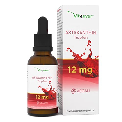Gotas de astaxantina - Altamente dosificadas con 12 mg de astaxantina por aplicación - Alternativa a las cápsulas de astaxantina - Astaxantina 100% na