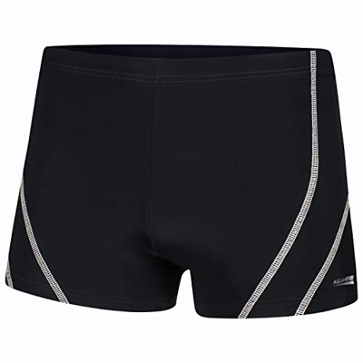 Aqua Speed Ryan Hombres Bañadores | Pantalones de baño | Resistente al Cloro | Cordón + Pequeña Toalla de Microfibra | M | Color:05 Blanco y Negro