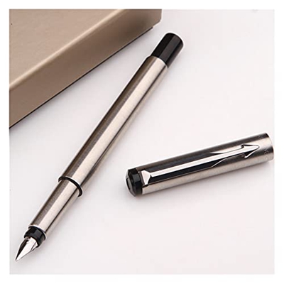 DEDONG Bolígrafo 1pc Silver Metal Vector Fountain Pen 0.5mm Nib Full Metal Body Bein Pens Regalo de Negocio Escribir caligrafía Oficina Suministros pa