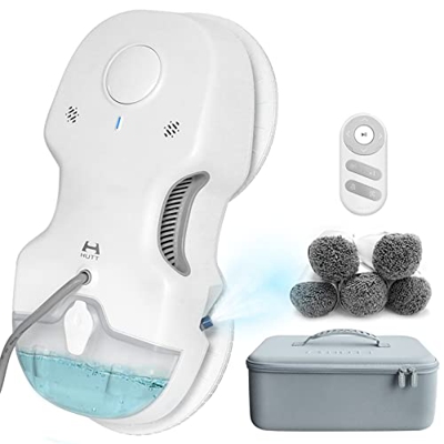 HUTT C6 Robot Limpiacristales con Tanque de Agua 80ML, Robot Limpieza de Ventanas 3800Pa , Navegación Inteligente, Control Remoto, para Lavar Todas La