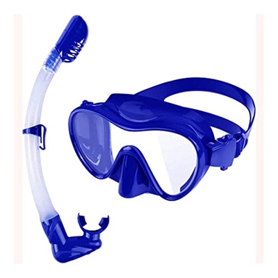 KITZIT Goggles Diving Impermeable de Alta definición Diving Snorkel seco Completo se Adapta a la Cara cómoda respiración (Color : Blue, Size : L)