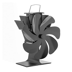 FMOPQ 7 Leaves Large Air Capacity Stove Fan Heat Powered Silent Stove Top Fan Suitable for All Stoves for Wood/Log Burner/Fireplace (Color : Black) en oferta