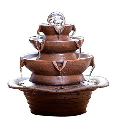 FMOPQ Desktop Fountain Creative Gift Water Fountain Resin Water Flowing Fountain Office LED Light Desktop Tabletop Fountain. (Color : B)