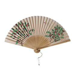 FMOPQ Folding Fan Silk Fan Surface Silk Screen Hot Stamping Process Green Bamboo Fan Bones Are Delicate and Smooth it is a Decoration for Home and Out precio