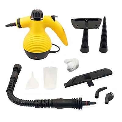 Limpiador de vapor de mano, limpieza a vapor de gran capacidad de 450 ml con manguera de extensión, limpiador de vapor para tapicería, limpiador de pi