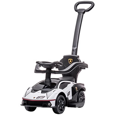 AIYAPLAY 2 en 1 Coche Correpasillos para Niños 12-36 Andador Empujador con Bocina 86,5x40x89,5 cm Blanco y Negro