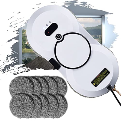 ATRNA Robot Limpiacristales, Robot Limpieza de Ventanas Automático Sistema de Seguridad Navegación Inteligente para Todas Las Superficies Lisas -White