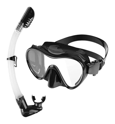KITZIT Goggles Diving Impermeable de Alta definición Diving Snorkel seco Completo se Adapta a la Cara cómoda respiración (Color : Black, Size : L)