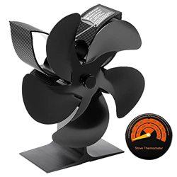 FMOPQ Thermal Power Fireplace Stove Fan Heater Black Fireplace Heating Fan Safe Home Fireplace Fan Efficient Heat Distribution (Color : Stove Fan) (wi precio