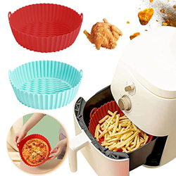 YuAi Paquete de 2 sartenes de silicona para freidora de aire, cesta de silicona para freidora de aire Rutgers, accesorios reutilizables para horno de  características