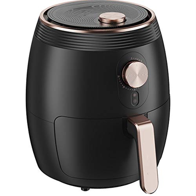 Black Air Fryer Space-Saving Flat Basket Oil-Free Hot Air Fryer with 60-Minute Timer and Automatic Shut-Off Function to Ensure The Safety of The Dishw