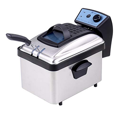 HAOTING Cesta de freidora de freidora de inmersión eléctrica Tapa Desmontable con Ventana de visualización Tanque de Aceite Individual Cocina de Aceit