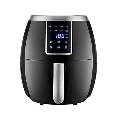 FMOPQ Air Fryer/Multifunctional Household Oil-Free Large-Capacity Electric Fryer Automatic Intelligent Fries Machine 6L Black
