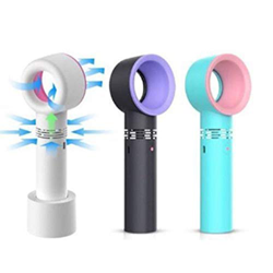 Fan 1pcs USB Rechargeable Portable Bladeless Fan Handheld Mini Cooler No Leaf Handy Fan with 3 Fan Speed Level Led Indicator Random Delivery Portable  en oferta