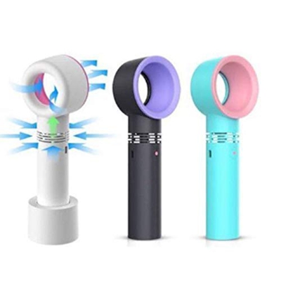 Fan 1pcs USB Rechargeable Portable Bladeless Fan Handheld Mini Cooler No Leaf Handy Fan with 3 Fan Speed Level Led Indicator Random Delivery Portable 