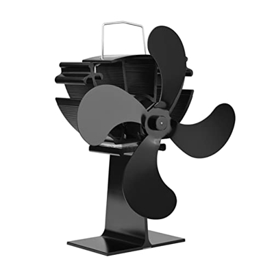 4 Silent Motors Heat Powered Circulates Warm/Heated Air Eco Stove Fan for Gas/Pellet/Wood/Log Stoves Black (Color : Gold)