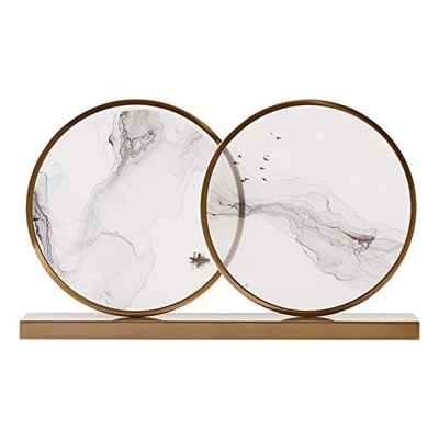 Ink and Wash Landscape Decoration electroplated Frame Metal Base Corrosion-Resistant and Rust-Resistant Used for Office and Living Room Desktop Decora