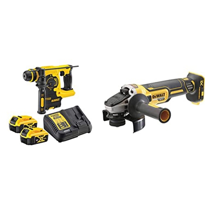 DeWalt DCH253M2-QW Martillo electroneumático XR SDS Plus 18V 2, 400 W, 18 V + Mini-Amoladora sin escobillas XR 18V 125 mm sin cargador/batería y con m