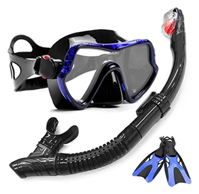 KITZIT Gafas de Buceo máscaras de Buceo máscaras de Snorkel (Color : Blue Set1, Size : S-M)