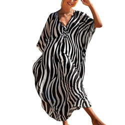 Lazz1on Mujer Kaftan Largo Vestido de Playa Maxi Verano Pareos Bohemio Bikini Cover Up (C) precio
