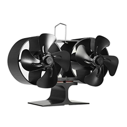 FMOPQ 8 Blades Fireplace Fan Dual Head Powered Stove Fan Wood Burner Eco-Fan Quiet Home Fireplace Fan Heat Distribution (Color : Black) precio