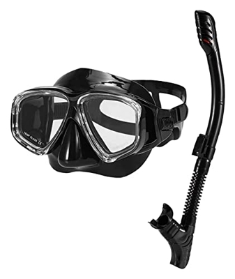 KITZIT Gafas de Buceo máscaras de Buceo con máscaras de Snorkel Submarino Juego de Snorkel Anti antoyborra de natación Buceo for Adultos (Color : Blac