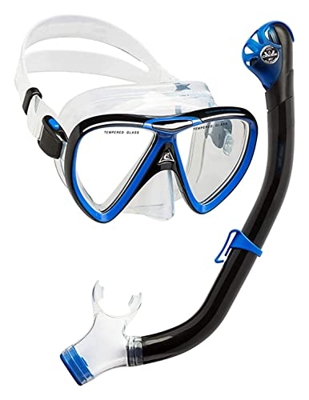 KITZIT Gafas de Buceo máscaras de Buceo Snorkel Snorkeling mascarilla Silicona Top Seca Snorkel Combo Lente de Vidrio Templado en Equipo de Snorkel Pr