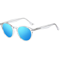 H HELMUT JUST Gafas de Sol para Hombre Mujer Redondas Polarizadas Vintage TR90 y Acetato Transparente Cristal Espejo Anti Reflejos en oferta