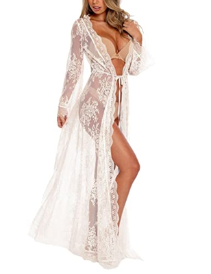 Tyidalin Cárdigans Mujer Maxi Largo Vestido Playa Encaje Verano Camisolas y Pareos Bikini Cover ups, Color 16, Talla única