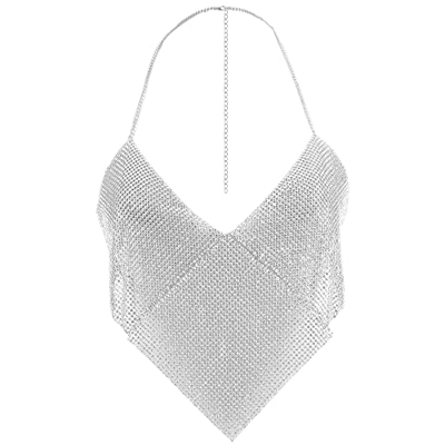 MEGAUK Joyería única brillante brillante rhinestone lentejuelas sujetador damas cadena diamante bikini top para playa discoteca fiesta piscina, talla 